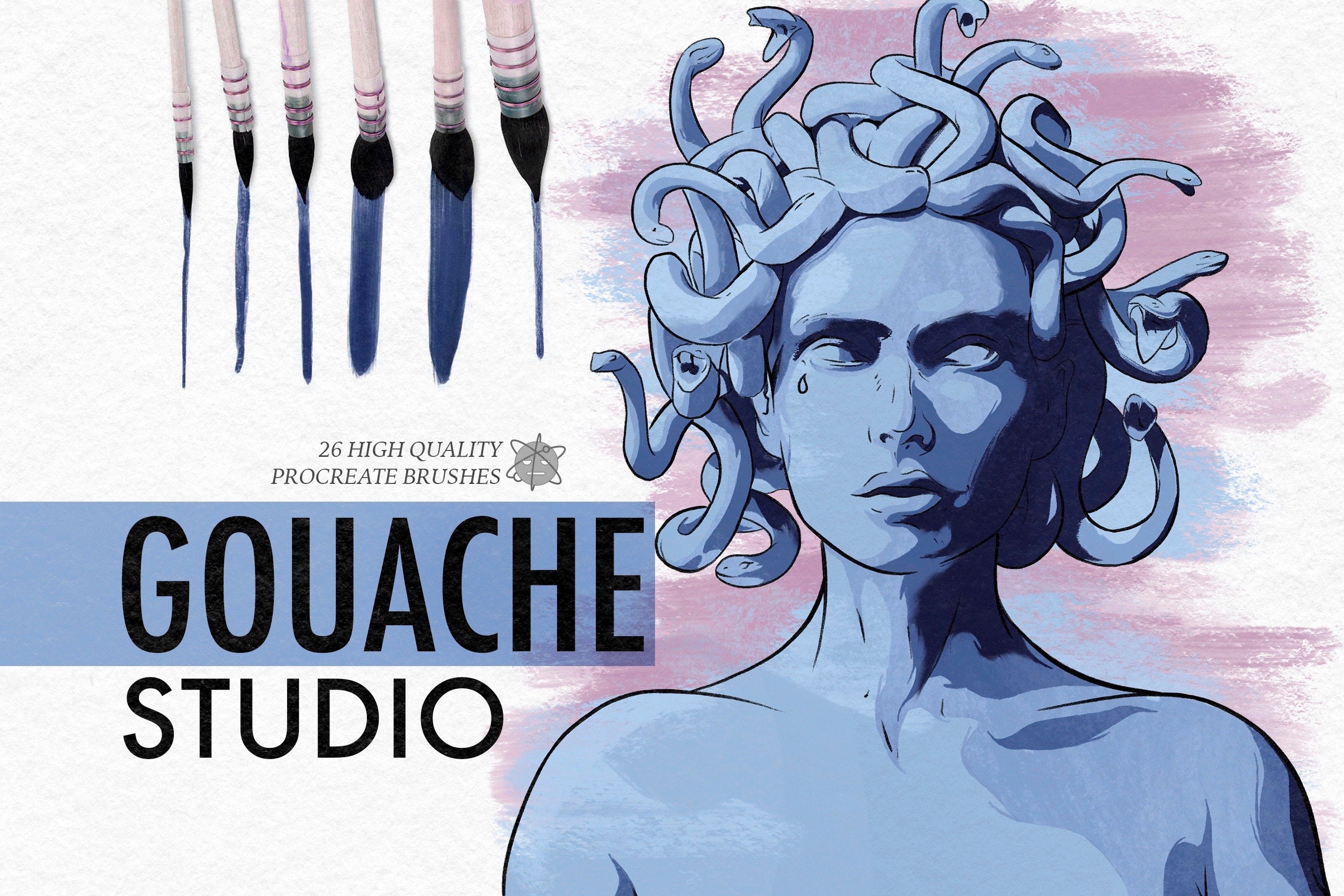Gouache Studio para Procreate – Set de pinceles de gouache y acuarela realistas (26 premium)