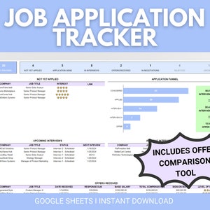 Job Application Tracker | Job Search Template  | Job Search Tracker Google Sheets | Job Search Planner | Job Application Spreadsheet