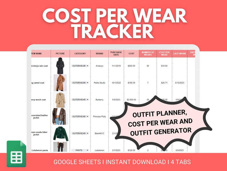 outfit planner and cost per wear tracker