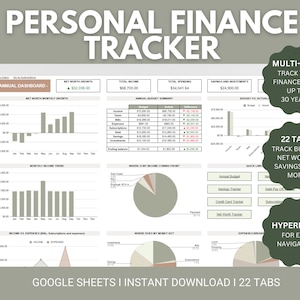 Wealth Planner | Ultimate Financial Planner Google Sheets Spreadsheet | Net Worth Dashboard | Annual and Monthly Budget | Savings Tracker