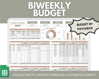 Presupuesto quincenal Google Sheets / Hoja de cálculo de presupuesto quincenal / Planificador de presupuesto bimestral / Presupuesto de cheque de pago quincenal / Presupuesto por cheque de pago