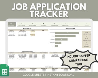 Job Application Tracker | Job Search Template  | Job Search Tracker Google Sheets | Job Search Planner | Job Application Spreadsheet