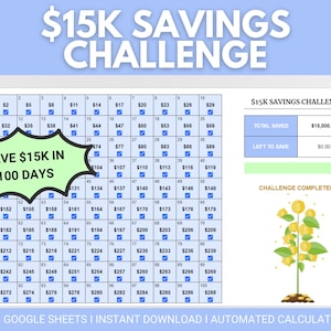 15000 savings challenge | 15k savings challenge | 15k savings | 100 day savings challenge | savings spreadsheet