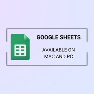 Peut inclure: Une ic&ocirc;ne verte de Google Sheets avec une grille blanche &agrave; l'int&eacute;rieur, entour&eacute;e d'un rectangle noir. Le texte "GOOGLE SHEETS" est au-dessus de l'ic&ocirc;ne, et le texte "AVAILABLE ON MAC AND PC" est en dessous de l'ic&ocirc;ne.