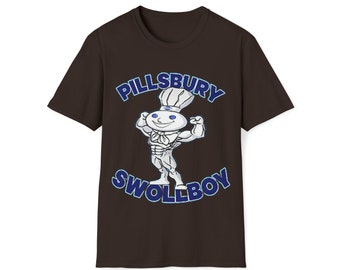 Pillsbury Swollboy T-Shirt Gym Tee Doughboy to Swollboy Shirt for Fun Multicolored
