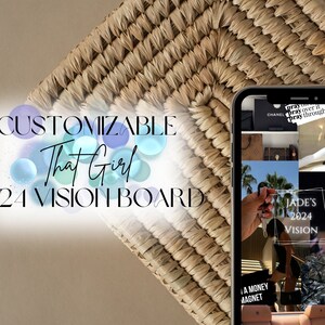 THAT GIRL 2025 Vision Board Wallpaper for Iphone, Digital Vision Board