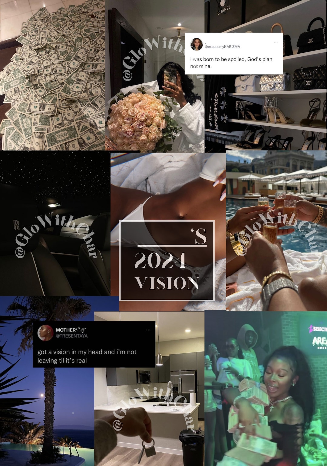 Printable 2024 It-girl Vision Board, Black Girl Goals Board, Girl Boss ...