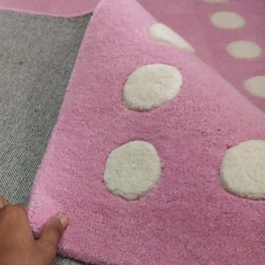 Handgetufteter Rosa-Weiß-Teppich für Rosa-Liebhaber Ästhetisches Raumdekor 5x8 Fuß Wohnzimmer, Esszimmer, Kinderzimmer Teppich Weicher flauschiger Teppich