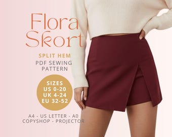 Patrón de costura digital Flora Skort PDF