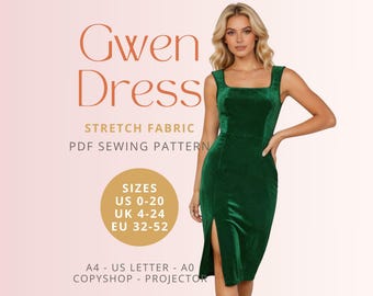Patrón de costura digital en PDF del vestido elástico Gwen