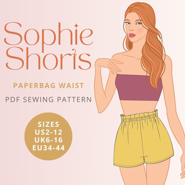 Sophie Paper Bag Shorts PDF digital sewing pattern