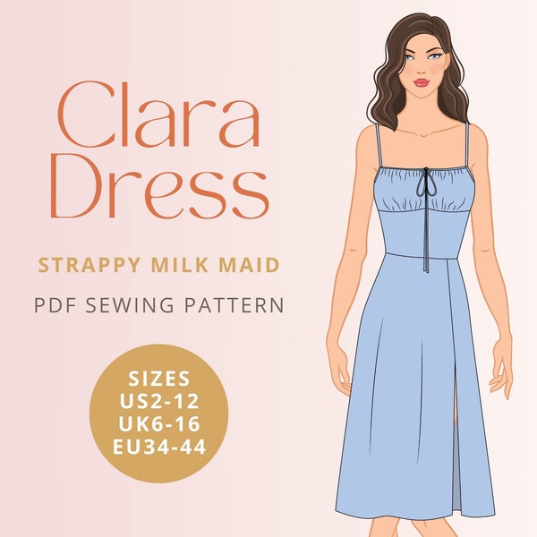 Clara Strappy Milk Maid Dress PDF patrón de costura digital