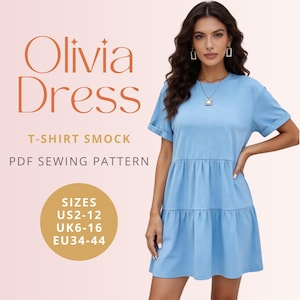 Cyfrowy wzór do szycia sukienki Olivia T-Shirt Smock w formacie PDF