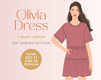 Olivia T-shirt Smock Dress PDF Digital Sewing Pattern - Etsy