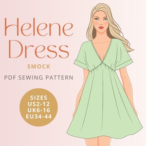 Helene Smock Kleid PDF digitales Schnittmuster