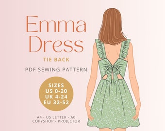 Emma Tie Back Dress PDF digital sewing pattern