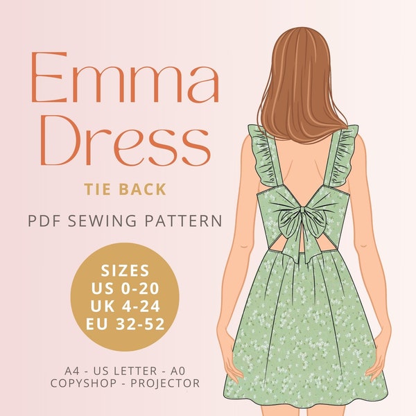 Emma Tie Back Kleid PDF digitales Schnittmuster