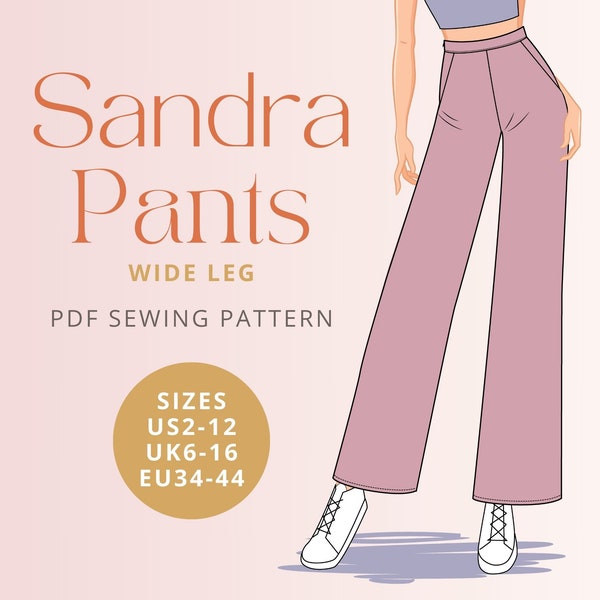 Sandra Wide Leg Pants PDF digital sewing pattern