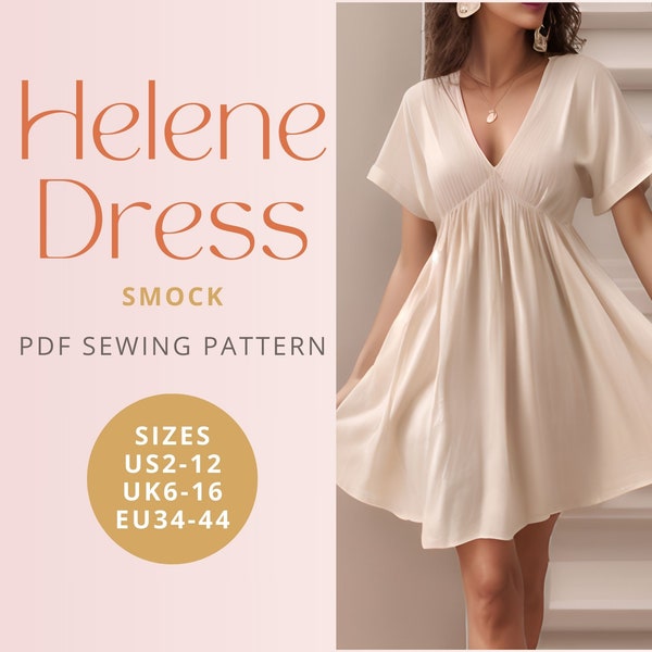 Helene Smock Dress PDF digital sewing pattern