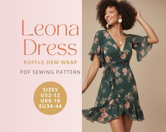 Patrón de costura digital en PDF del vestido cruzado Leona