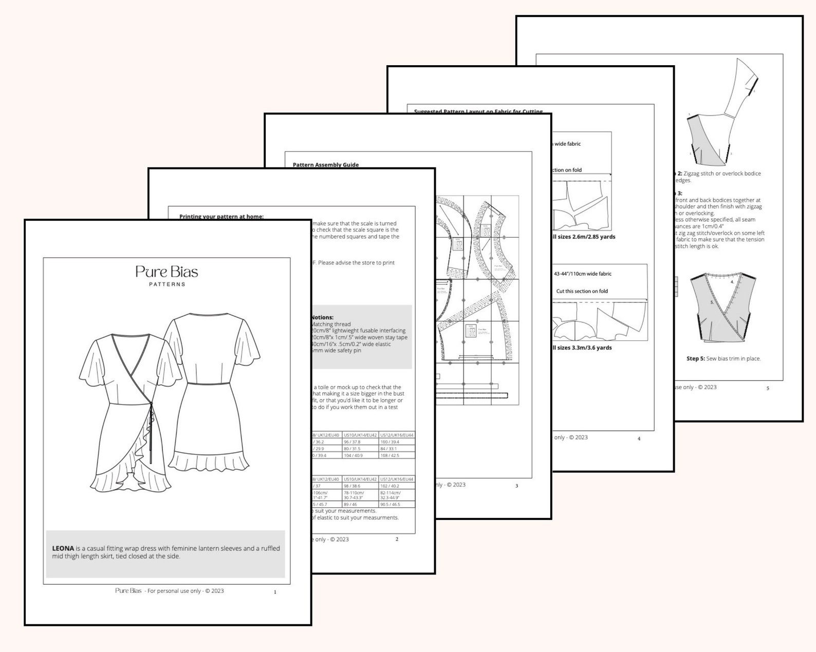 Leona Wrap Dress PDF Digital Sewing Pattern - Etsy