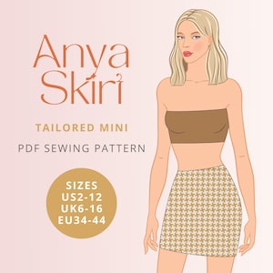 Anya Tailored Mini Skirt PDF digital sewing pattern