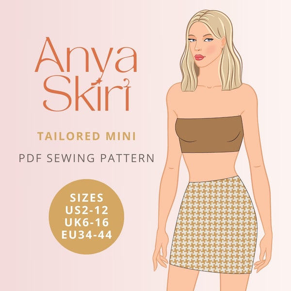 Anya Tailored Mini Skirt PDF digital sewing pattern