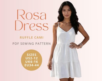 Patrón digital de costura en PDF del vestido lencero con volantes Rosa
