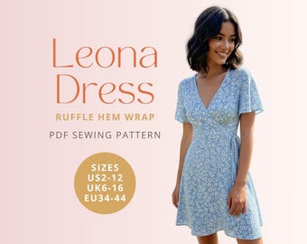 Patrón de costura digital en PDF del vestido cruzado Leona