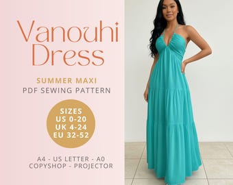 Patrón de costura digital en PDF del vestido largo Vanouhi