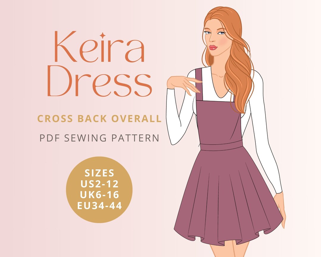 Keira Cross Back Overall Dress PDF Digital Sewing Pattern - Etsy