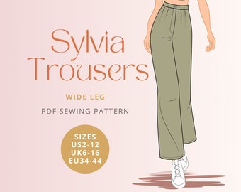 Patrón de costura digital en PDF para pantalones anchos Sylvia