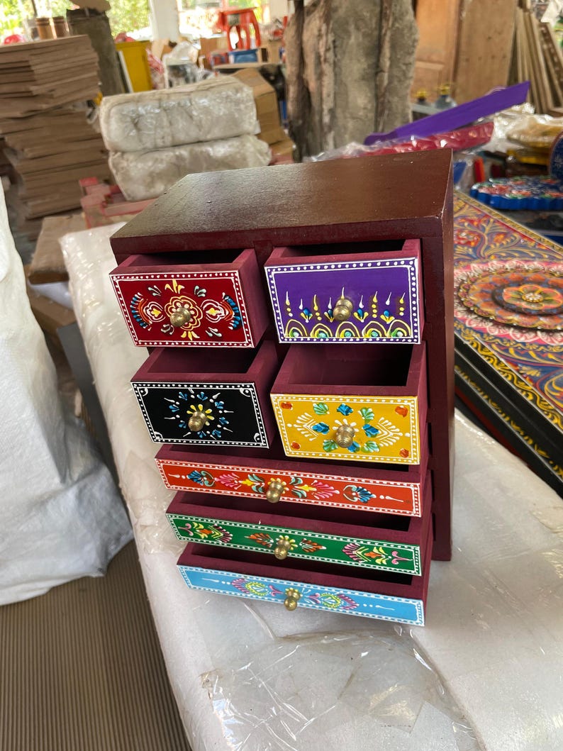 Traditional Indian Hand Painted Jewellery Storage Box Container Indian ...