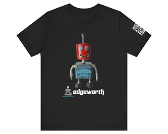 Edgeworth (white lettering variants) - Wobot Factory Tee | Retro Robot Illustration