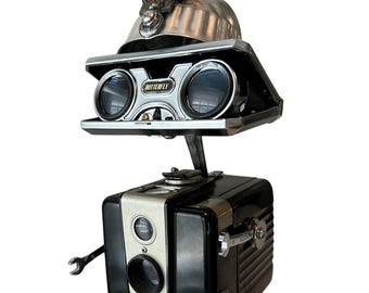 Hawkeye- the WoBot robot -Handmade Robot - Found Object Robot - Junkbot - Steampunk Assemblage Art