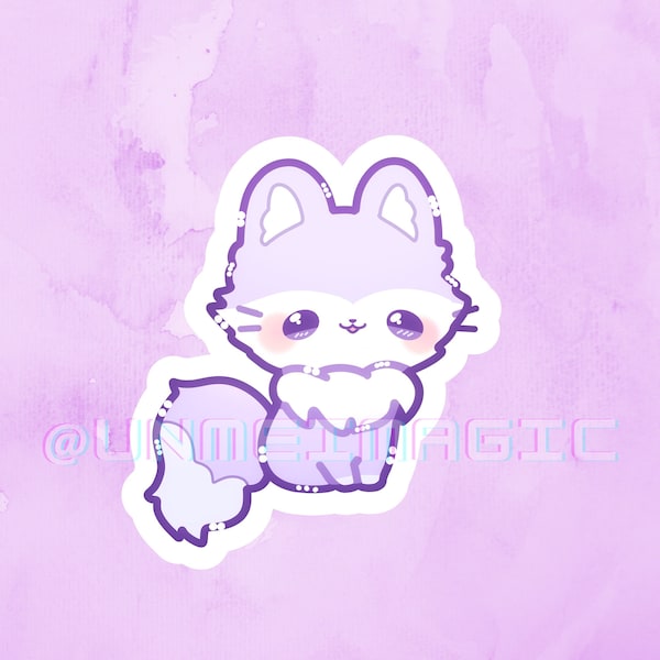 Chibi Kitty Fox Sticker | Chibi Animal Stickers | Kiss Cut stickers | kawaii art | pink stickers | cute drawing | digital art cute