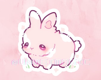Pegatina de conejito rosa chibi: vinilo kawaii