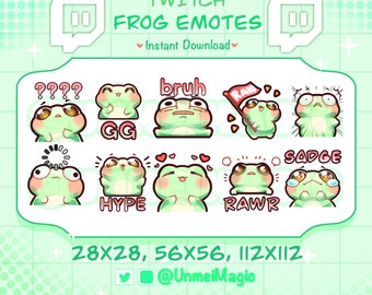 Emotes de Rana Verde Chibi para Twitch, Discord y YouTube (Descarga digital)