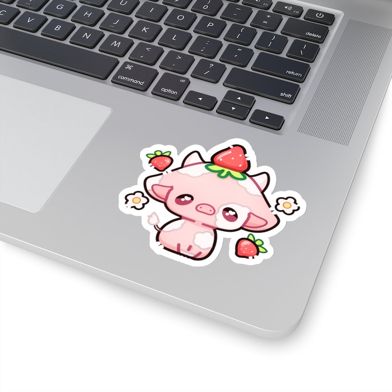 Kawaii Strawberry Cow Chibi Sticker | Cute Animal Vinyl Decal - Etsy