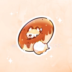 Chibi Kawaii Donut Fox Sticker | Cute fox stickers | cute stickers | Kiss cut stickers | kawaii stickers | pretty stickers | chibi stickers