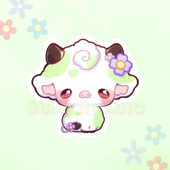 Cute Cottagecore Cow Sticker | chibi stickers | Adorable stickers | Kiss cut stickers | pastel sticker | kawaii scrapbooking, Journaling