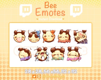 Emote a forma di ape soffice e carina per Twitch e Discord (download digitale)