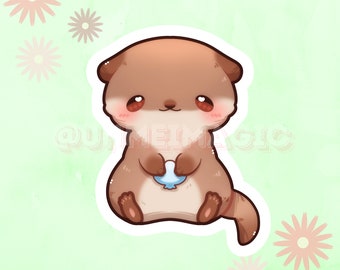 Chibi Kawaii Otter Sticker | Animal stickers | kawaii cute chibi | Kiss Cut, scrapbooking, Journaling, birthday gifts chibi sea creatures