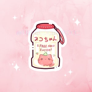 Chibi Strawberry Kitty Milk Sticker | Cute chibi stickers | kawaii | Kiss cut stickers | cat sticker | kawaii stickers | Cute stickers