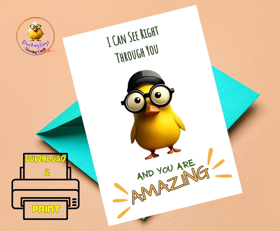 Funny Card Printable Greeting Cards Quirky Comical Greeting Card for