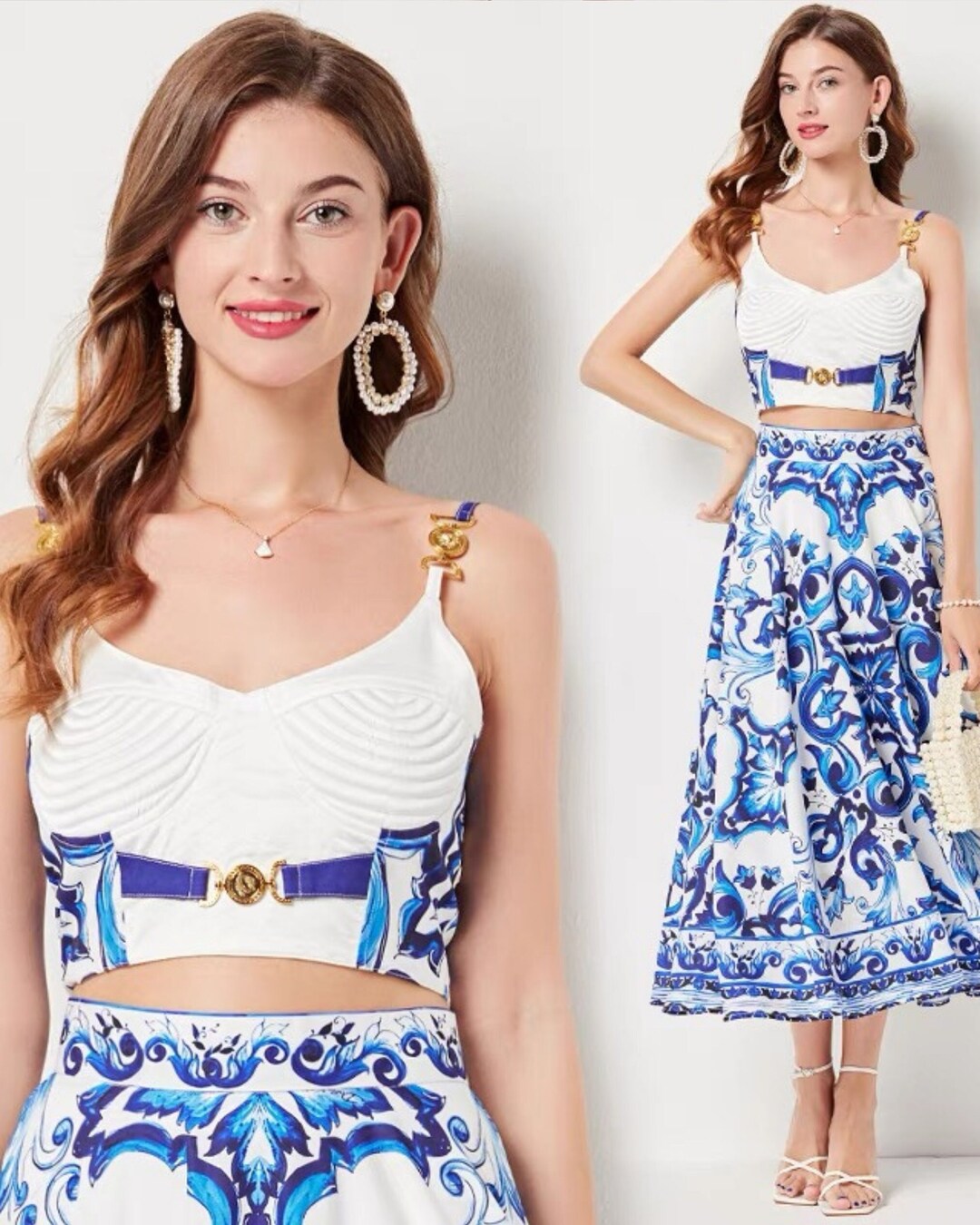 Two Piece Crop Top Tassels & Midi Skirts Outfits