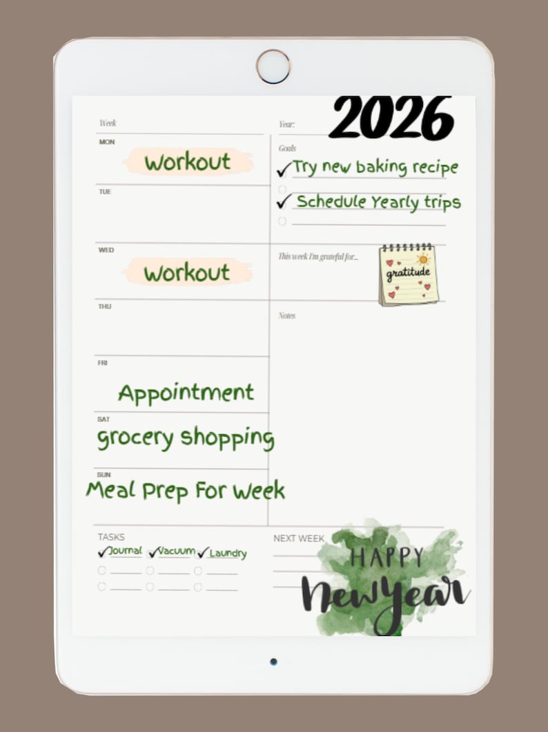 Simple Digital Planner | 2026 Calendar | Minimalist | Vision Board ...
