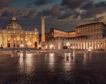 Impression de la basilique Saint-Pierre PANO Vatican Rome, art du voyage sur toile