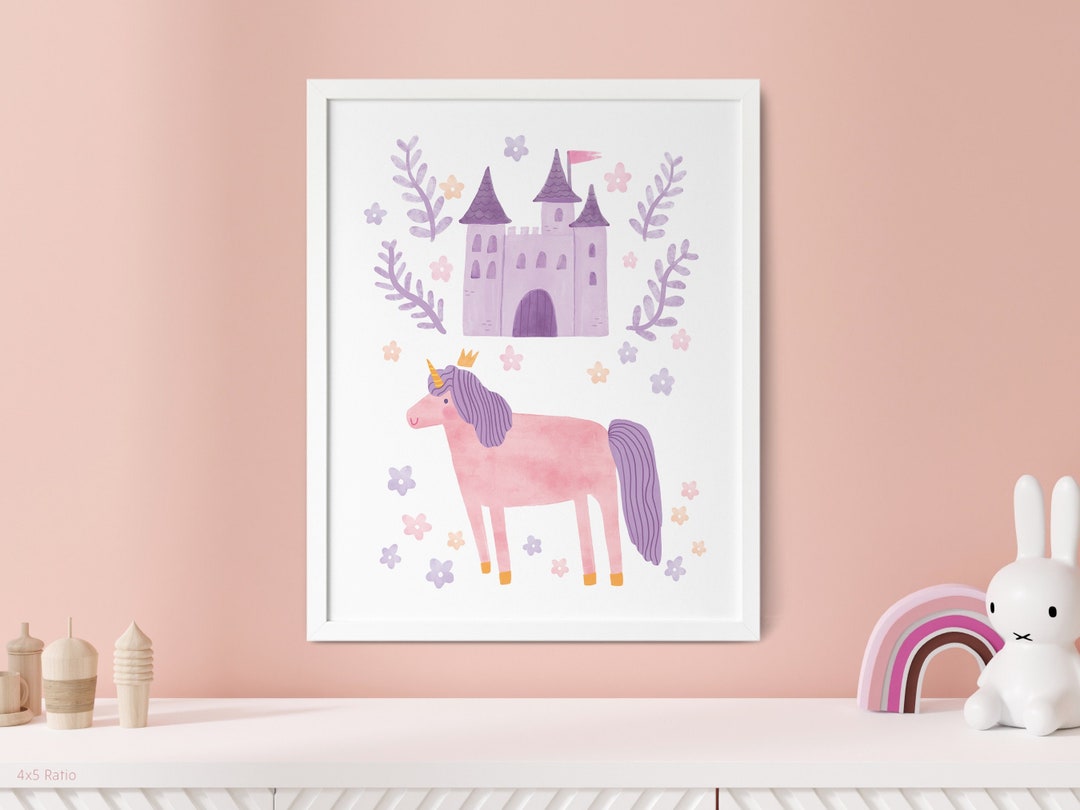 Cute Princess Unicorn Printable Poster, Kids Room Wall Art Digital ...