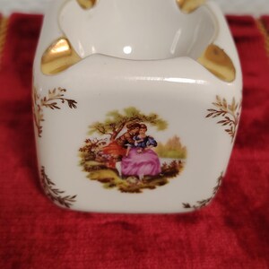 Cendrier Ancien En Porcelaine Française - Décor Doré Colombe Aigle Couronne Laurier